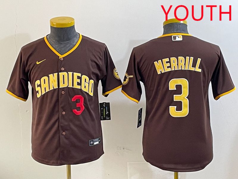 Youth San Diego Padres 3 Merrill Brown Game 2025 Nike MLB Jersey style 11